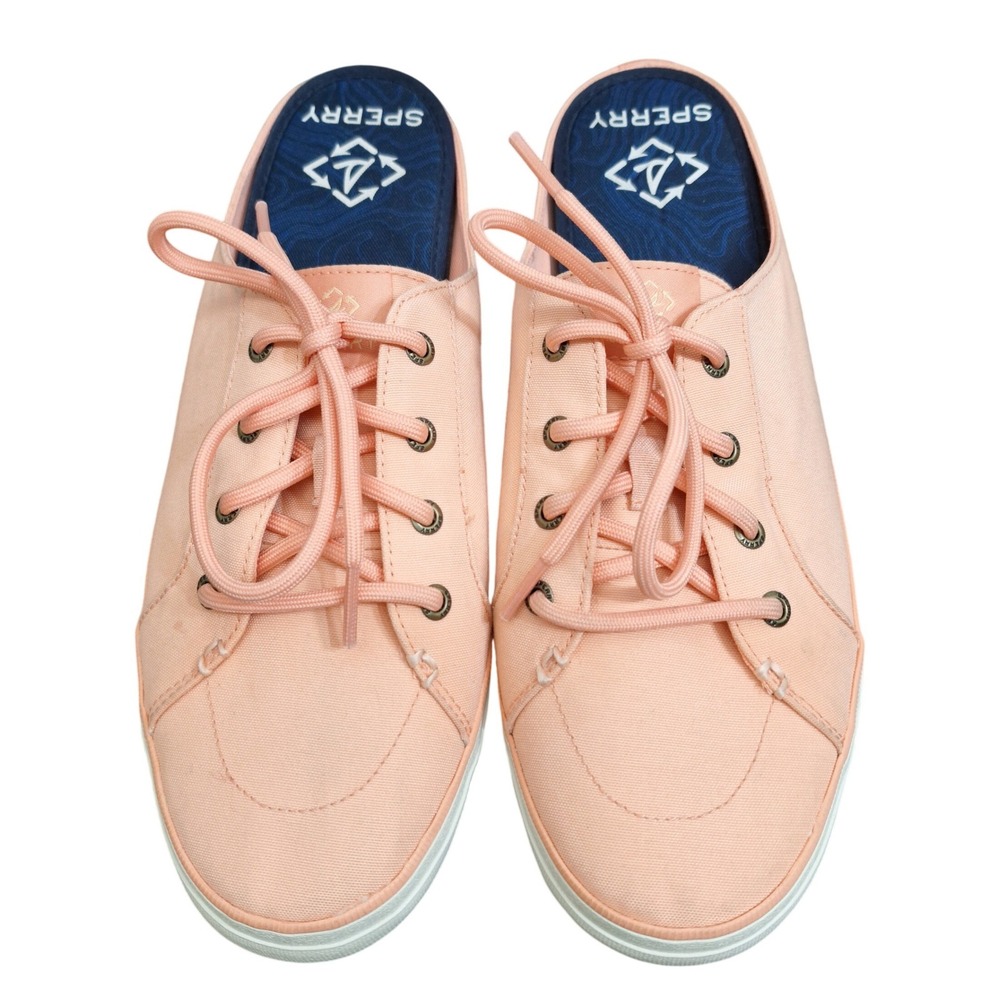 Sperry Crest Vibe Mule Peach Canvas Slip On Sneakers Women's Size 9.5 STS87599